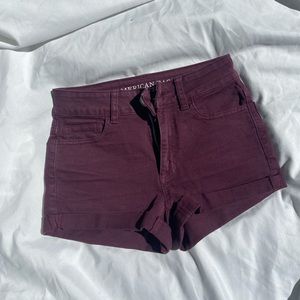 burgundy american eagle shorts